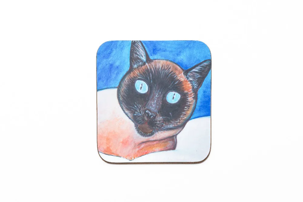 Blue Eyed Siamese Cat Coasters