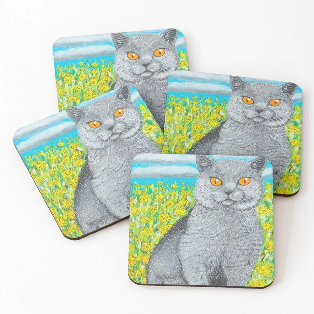 Cat in Dandelions Coaster