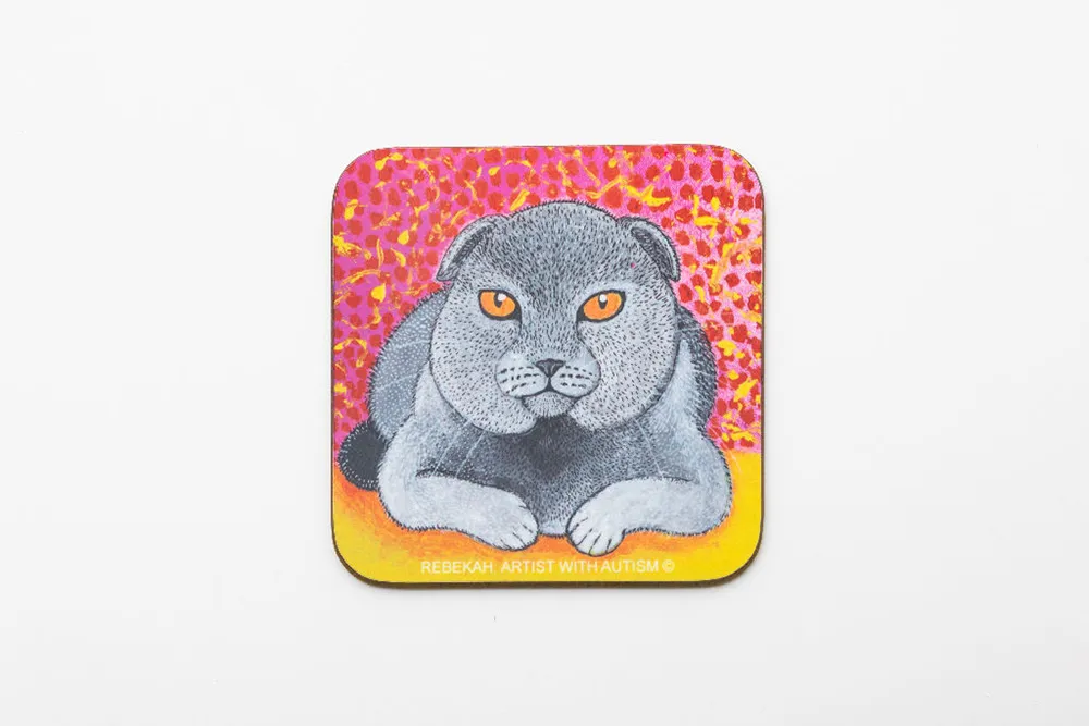 Cat in Pink Spots Coaster