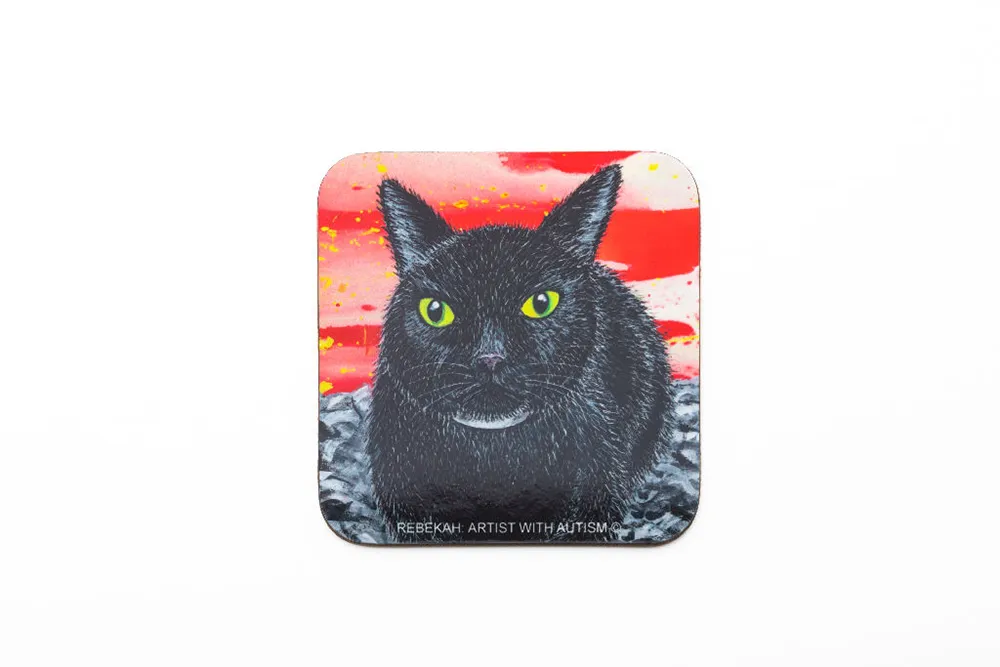 Fifi Cat with Yellow Eyes Coaster