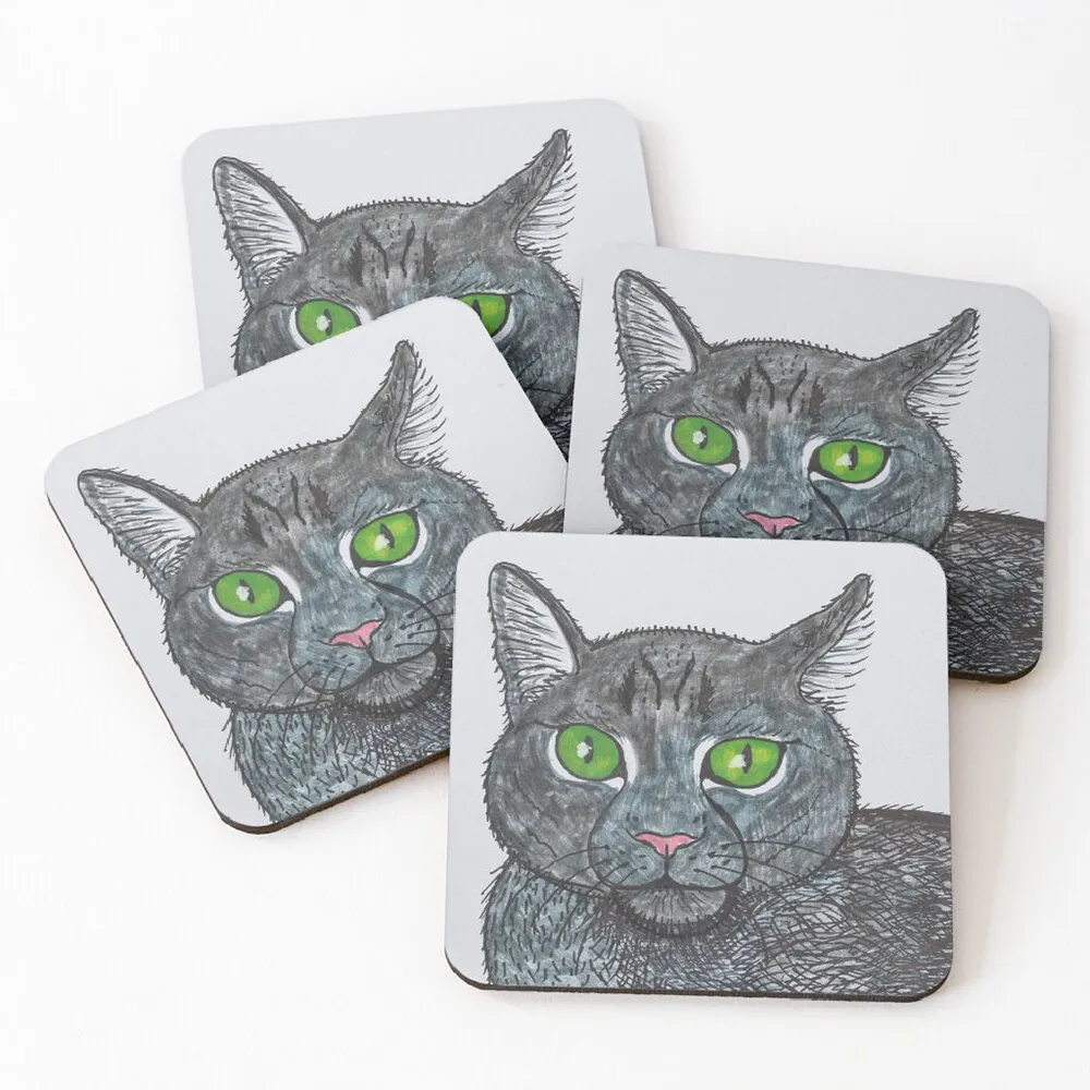 Green Eyed Cat Coaster