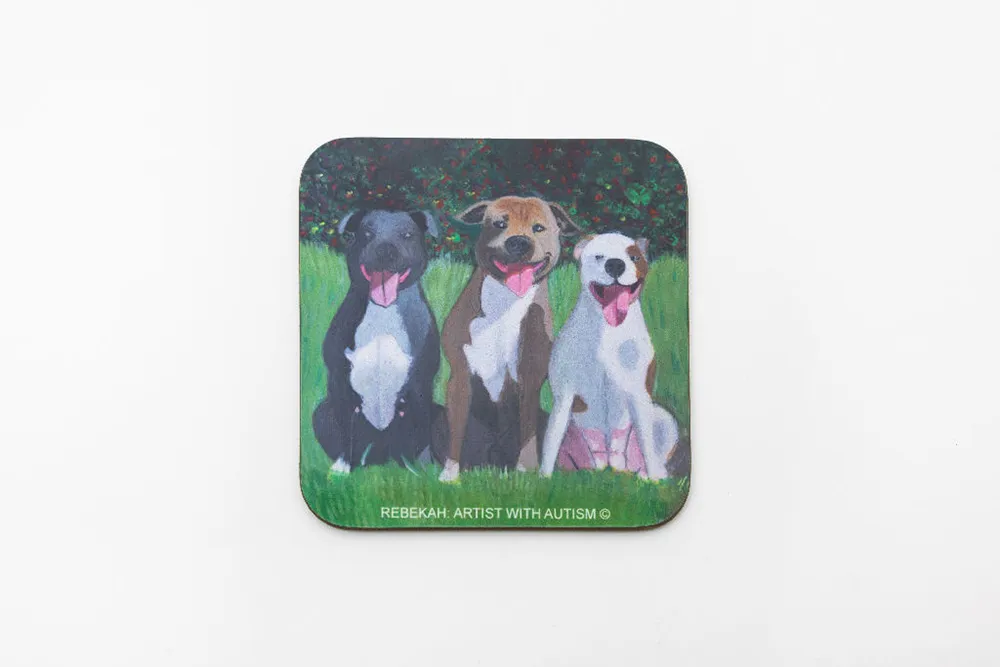 Staffy Dogs Sitting Coaster