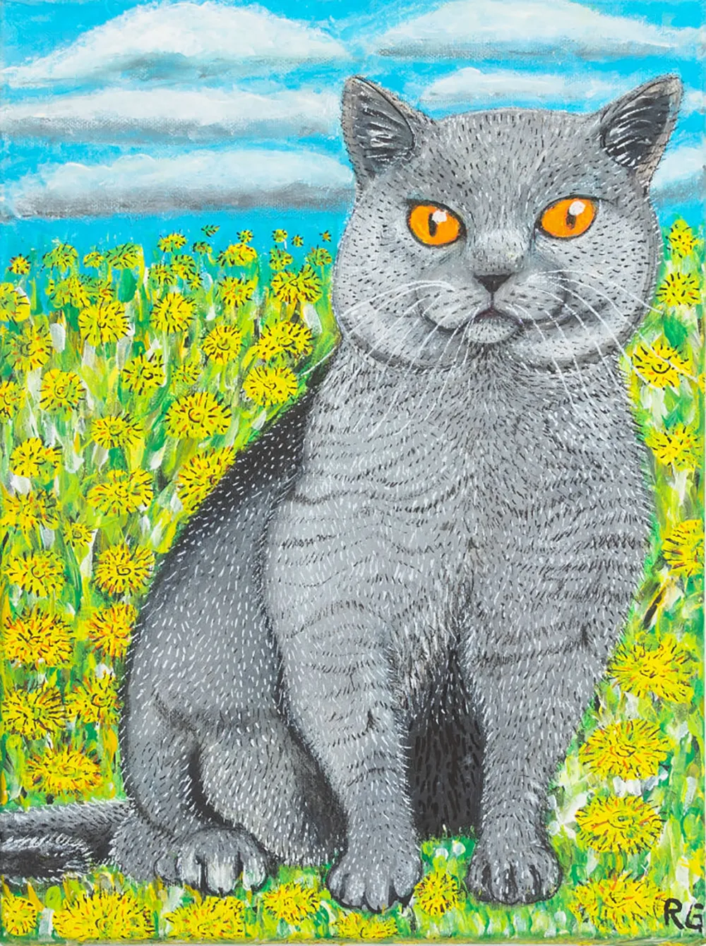 Cat in Dandelions