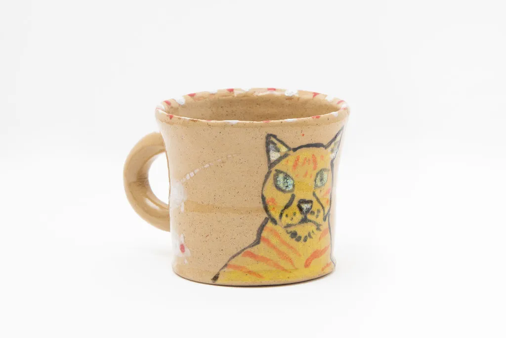 Ceramic Espresso Mug Yellow Cat
